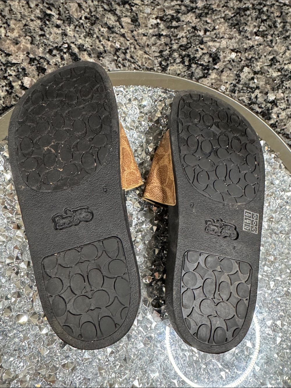 Coach Brown Monogram Slide Sandals with Black Footbed EUC 6 - Picture 7 of 11